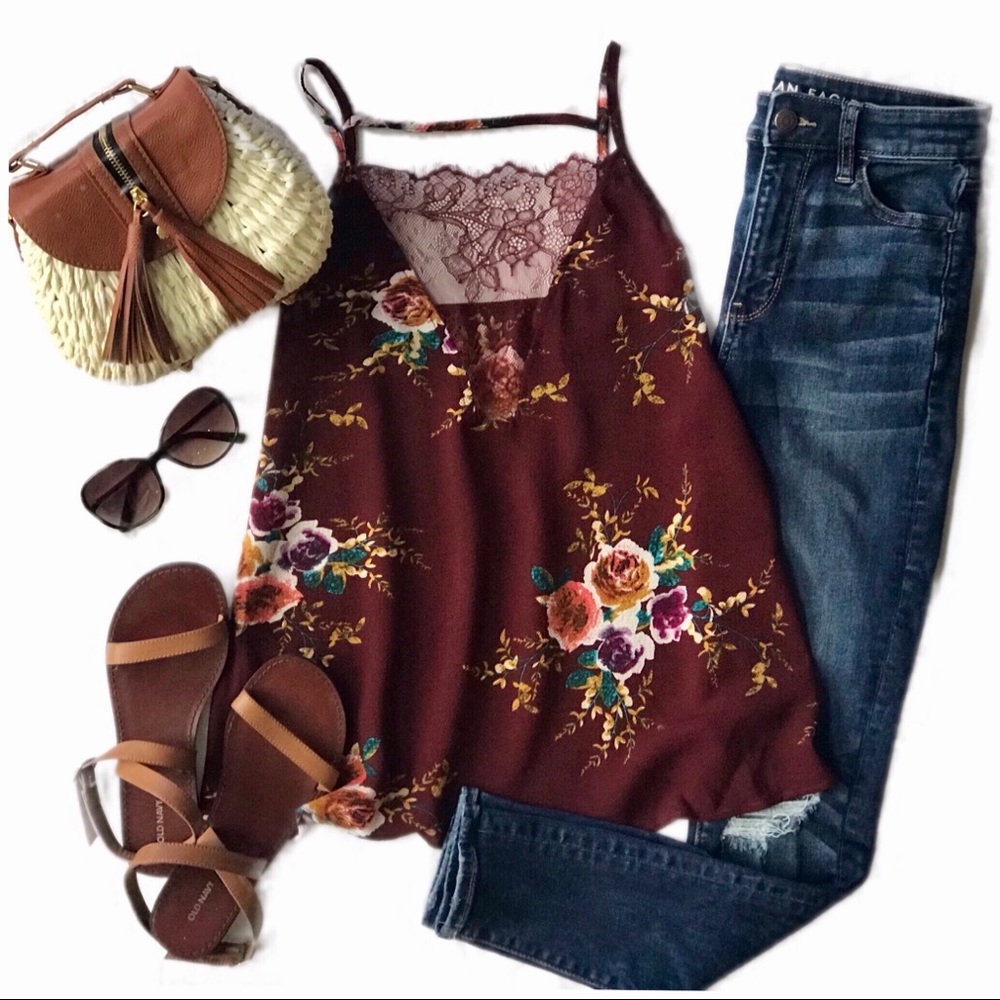 NWT Floral Print Spaghetti Strap Tank